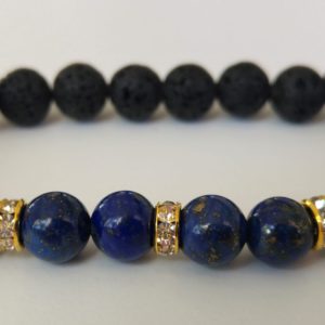 Lavasten och lapis lazuli med guldfärgade strassrondeller