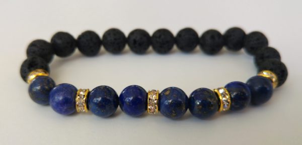 Lavasten och lapis lazuli med guldfärgade strassrondeller