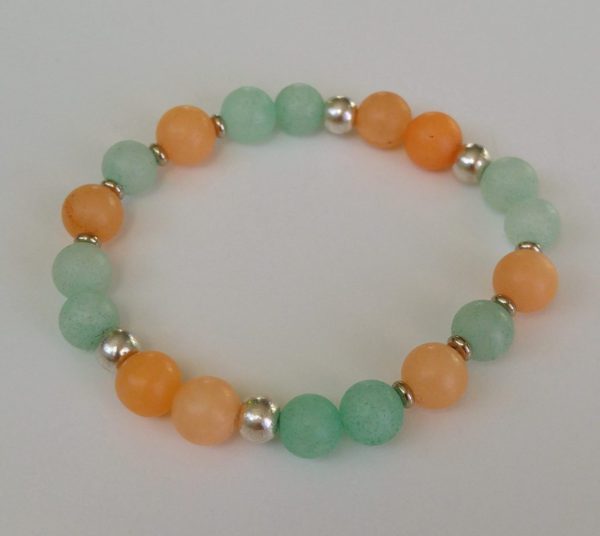 Frostad orange och ljusgrön jade med antiksilverfärgade mellandelar - Bild 2