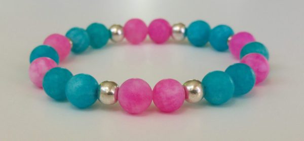 Frostad turkos och cerise jade med antiksilverfärgade mellandelar