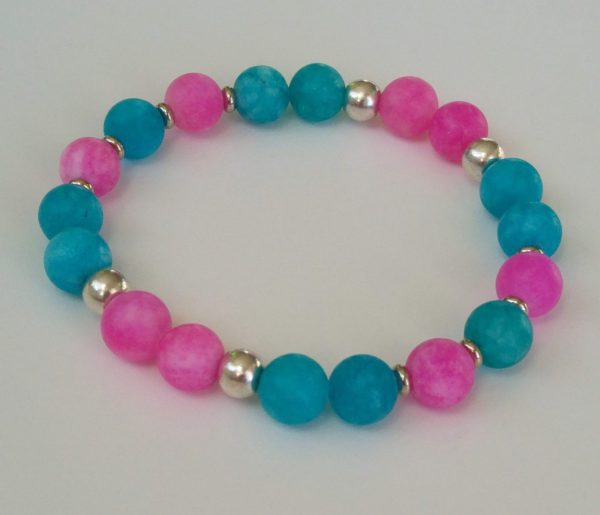 Frostad turkos och cerise jade med antiksilverfärgade mellandelar - Bild 2