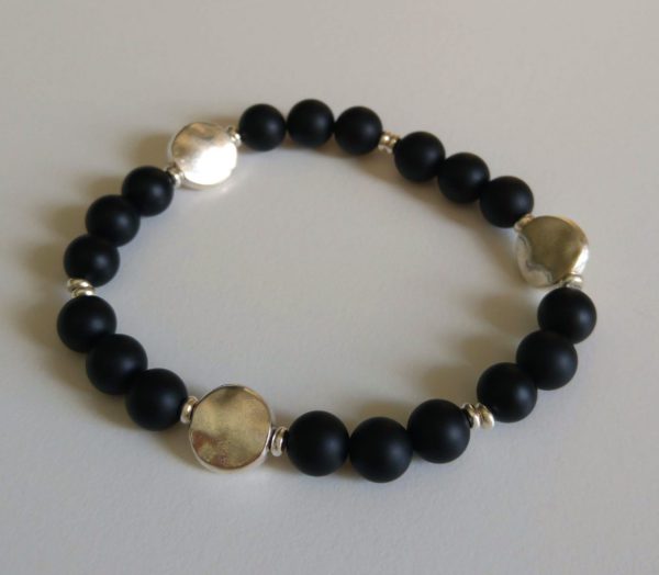 Elastiskt armband med silverfärgade asymmetriska mellandelar - Bild 2