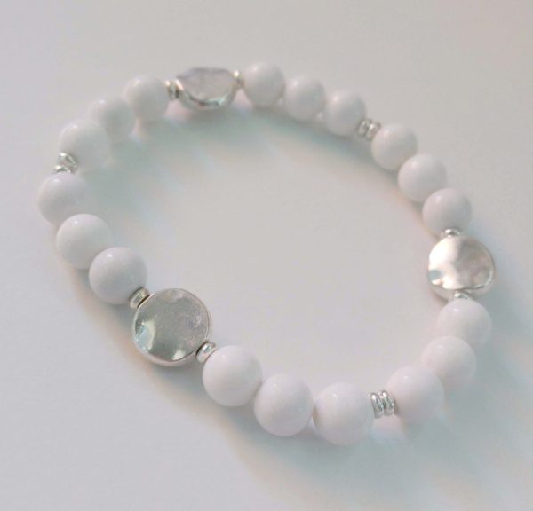 Elastiskt armband med silverfärgade asymmetriska mellandelar - Bild 4